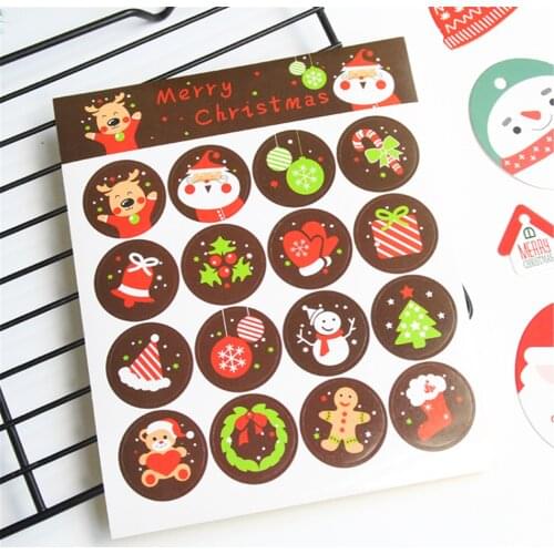 160pcs Merry Christmas Theme Series Labels Stickers Handmade Cakes Packaging Sealing Tags for Envelope Gift Package Decor