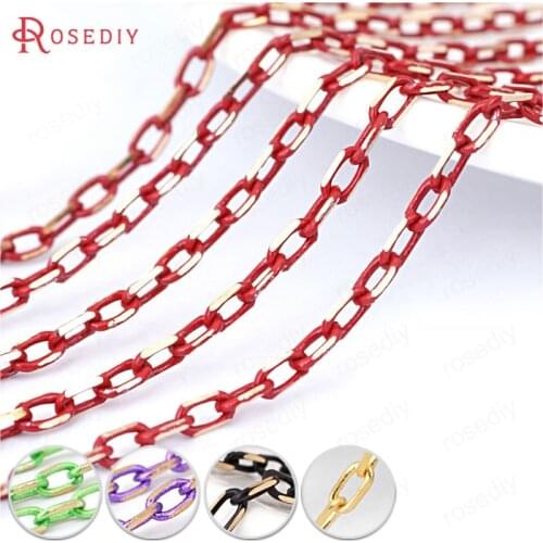 23798)5 Meters Chain width:2MM Faceted Oval Shape Chains Colorful Copper Chains for Necklace Findings Accessories Wholesale