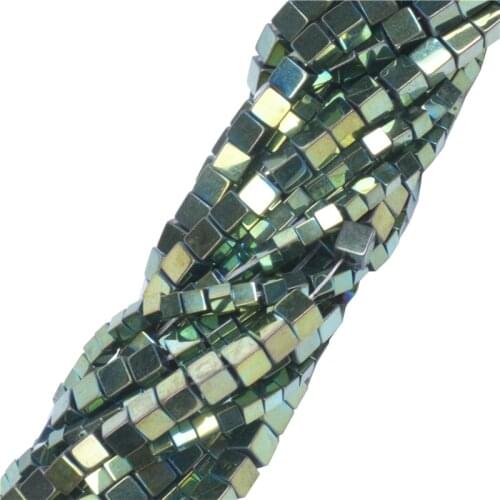 2x2mm 3x3mm 4x4mm Natural Cube Square Blue/Black/Rainbow/Green Hematite Stone Beads For DIY Necklace Jewelry Making