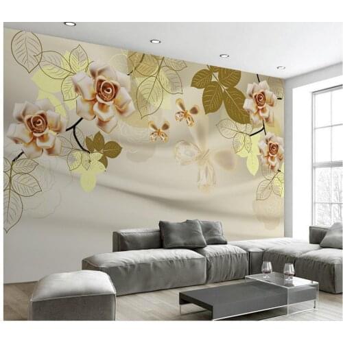 3d stereoscopic wallpaper Gold jewelry flowers wallpaper 3d flower Home Decoration wallpaper bathroom