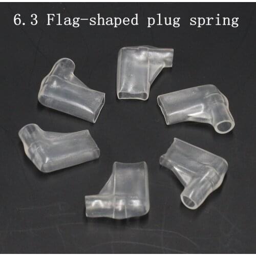 50pcs 6.3mm flag-shaped spring-proof sheathed PVC insulated flame-retardant jacket transparent soft jacket flag terminal