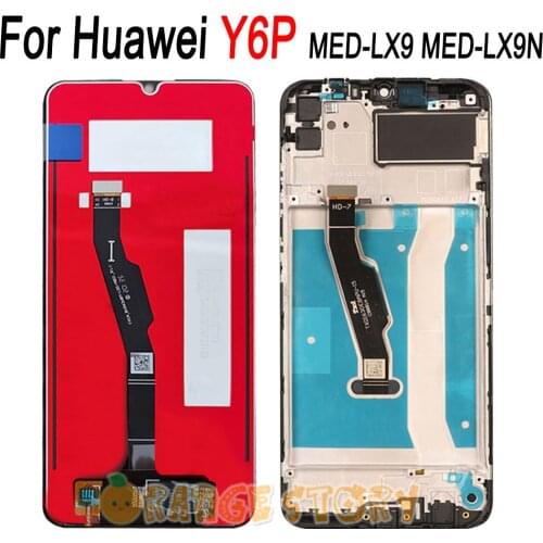 6.3" For Huawei Y6P LCD MED-LX9 Display Screen MED-LX9N LCD Touch Digitizer Assembly Parts Y6P (2020) Display Frame Repair Part
