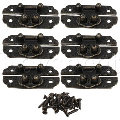 6pcs Old Style Chinese Flat Zinc Alloy Lock Buckle for Cases Jewelry Box