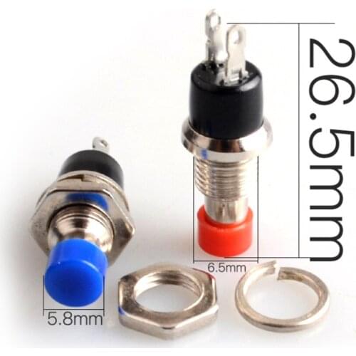 6PCS PBS-110 7MM Normally Open Momentary Push button Switch Push Button Micro Switch