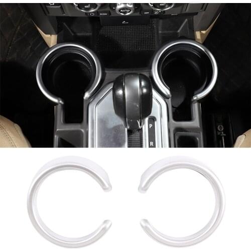ABS Chrome Car Front Water Cup Holder Decorative Ring Trim Sticker For Land Rover Discovery 3 2004-2009 Car Interior Accessories