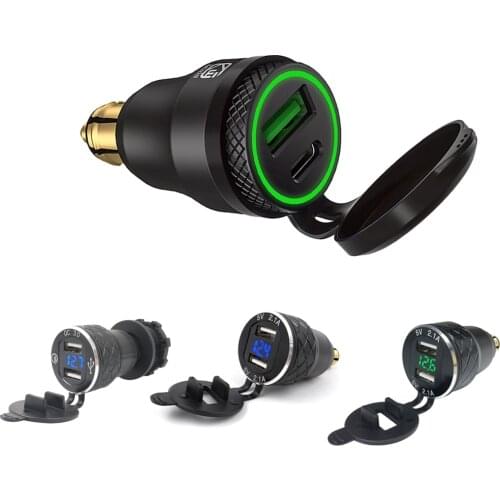 Aluminum Alloy Motorcycle Dual USB Port Cigarette Lighter Din USB Outlet Power Adapter Charger Socket Plug For Triumph 800 XC