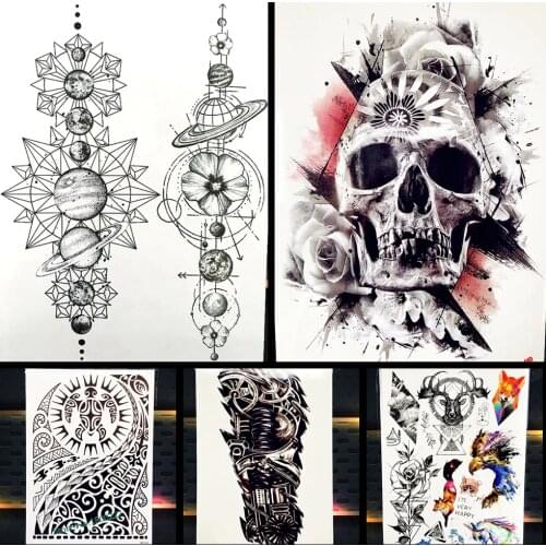 Large Body Art Arm Sleeves Temporary Tattoo Sticker Fast Furious Dwayne Rock Johnson Tattoo PHB523 Fake Tatoo Men Indian Totem