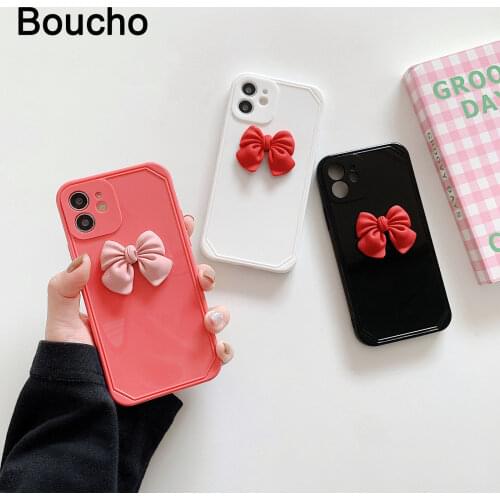 Boucho Fashion 3D bow candy color Phone Case For iphone 12Pro Max 12 Mini 11 Pro Max XS 7 8 Plus X XR 11pro Max Back Cover