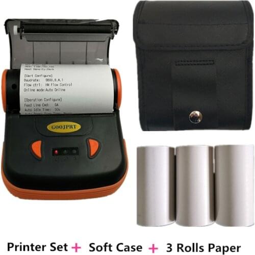 GOOJPRT 80mm Bluetooth Thermal Receipt Printer Portable Bill Printer for Android IOS Iphone ipad ESC/POS Terminal Printer & Case
