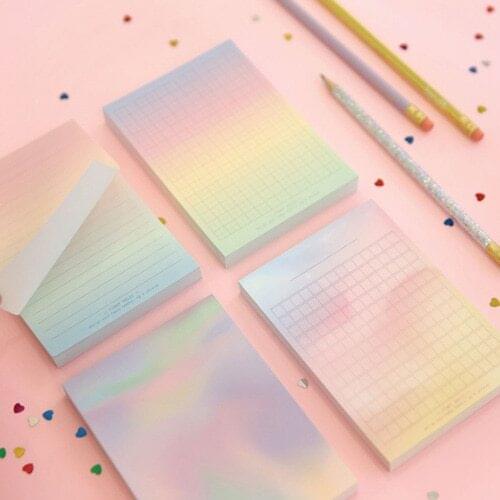 Creative cute Korea kawaii rainbow watercolor office school memo pad book student candy memo pad stationery thick 100sheets