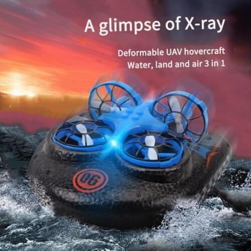 Handle Remote Control Water, Land and Air Four-Axis Flying Hovercraft Three-in-One One-click Rolling Mini Toys for Children