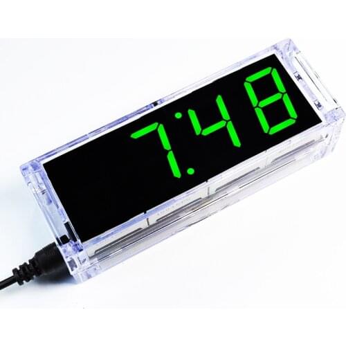 Diy clock kit digital tube Time temperatiure date display English voice time night light diy electronic kit soldering subject