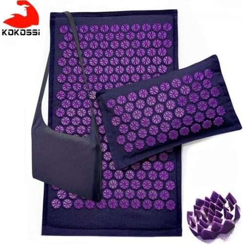 KoKossi Coconut Fiber Acupressure Mat Set Back Foot Acupuncture Massage Mat with Pillow Relaxation Stress Relief Massage Cushion
