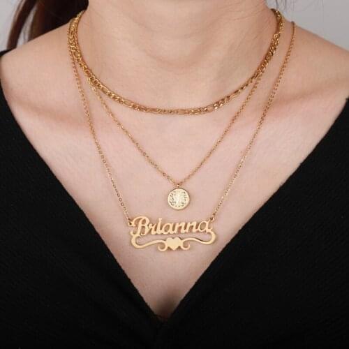 Stainless Steel Choker Custom Name Necklace For Women Fashion Personalized Customized Nameplate Girlfriend Birthday Gift Qitian