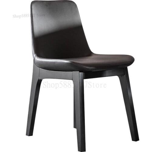 Nordic Light Luxury Style Dining Chair Home Industrial Style Desk Black Solid Wood Chair Simple Modern Wood Chair Backrest Chair