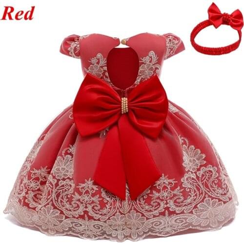 Newborn Baby Girls Red Merry Christmas Dress Toddler Kids 1 2 Years Birthday Party Lace Princess Costume Infant New Year Outfits