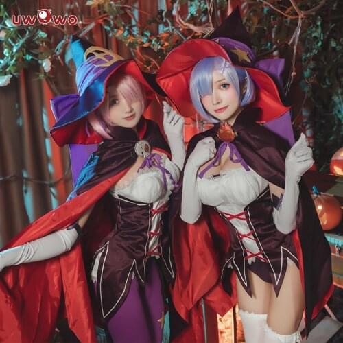 UWOWO Ram Re:Life in a different world from zero Cosplay Rem Ram Party Costume Women Anime Re zero Cosplay