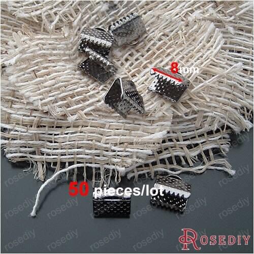 Wholesale Width 8mm Gun Metal black Iron Ribbon Ends Fastener Clasps DIY Fashion Jewelry Findings 50 pieces (JM2939)