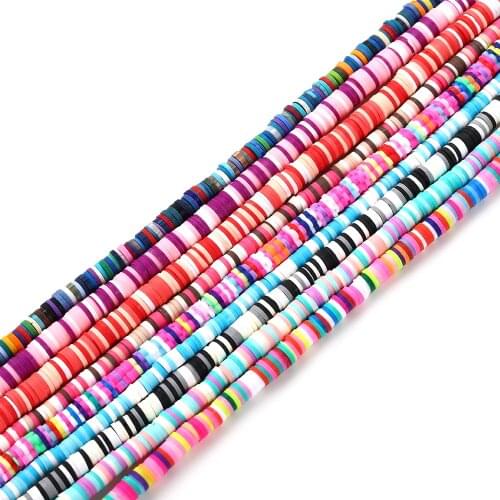 15Inch 5 mm Flat Round Clay Beads Polymer Mixed Colors Spacer Loose Beads For Bracelet DIY Jewelry Making Supplies Accessories