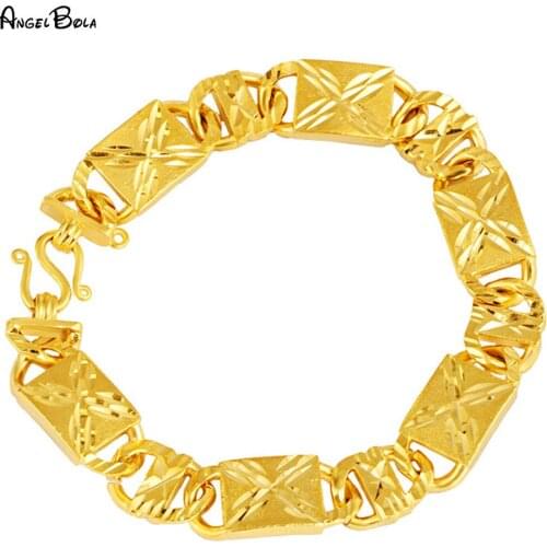 Anti-fatigue Fashion Bracelet 18K Gold Jewelry Middle East Luxury Mens Bracelet 10MM Wide Version Atmospheric Bracelet