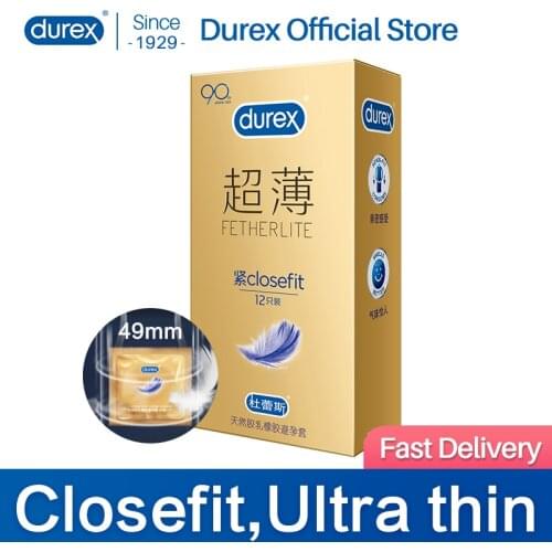 Durex Condoms Close Fit Extra Lubricanted Natural Latex Tight Ultra Thin Penis Sleeve Adult Sex Products for Man