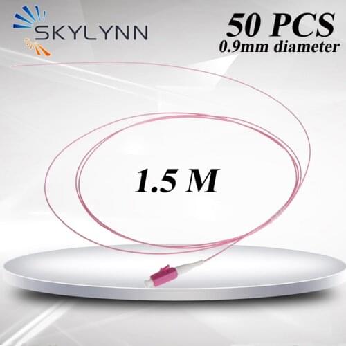 Factory Direct 50Pcs/Bag LC/UPC 10000 Mbps OM4 Tight Buffer 0.9mm Cable Violet LSZH Jacket Fiber Optic Pigtails 1.5 Meter
