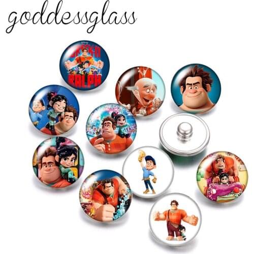 Disney Wreck-It Ralph Vanellope PC Game 10pcs Round photo glass 18mm snap buttons for 18mm snap bracelets jewelry