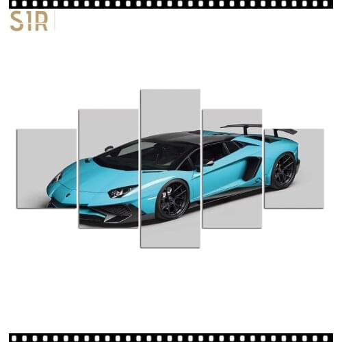 The Five - Part Unframed Luxury Car Painting Sport Car Art Painting Industrial Style Wall Pictures Home Decoration Gift Anime