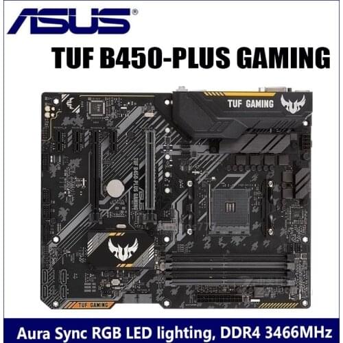 Socket AM4 Asus TUF B450-PLUS GAMING Motherboard AMD 64GB PCI-E 3.0 DDR4 R5 Desktop HDMI-Compatible Placa-Mãe AM4 M.2 ATX Used