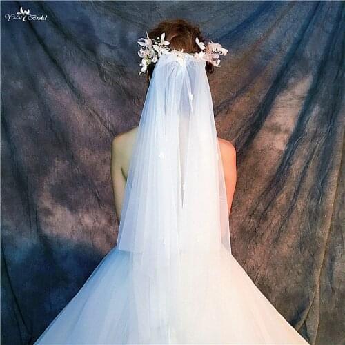 RSV71 Real Pictures Yiaibridal Bridal 3D Flowers Head Veil