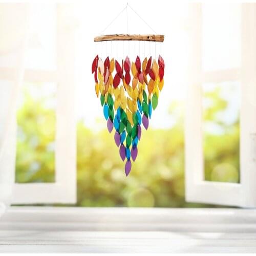Handmade Ornament Wind Chimes Colorful Home Rainbow Wind Chime Wall Hanging Outdoor Garden Ornament Decoration DIY Pendant