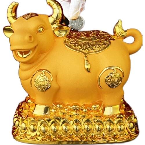 Lucky Chinese Zodiac Cow Coin Bank Jinniu Decoration Creative Trending Large Capacity Savings Bank Adult Household