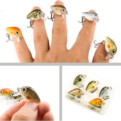 SEALURER 5PCS/Lot 1.8g 3cm Topwater 0.1-0.5m Wobbler Japan Mini Crankbait 5Baits with Plastic Box Fly Fishing Lure Crazy Wobbler