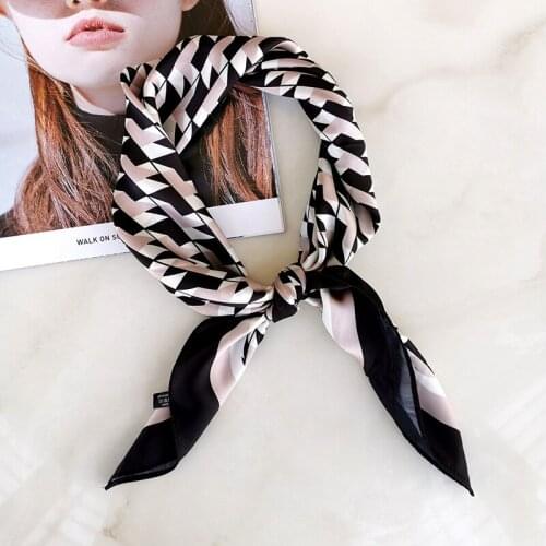 Scarf New Design Sense Printing Line Simulation Silk Female Occupation Collocation Fashion Retro Wild Birthday Gift Accessories