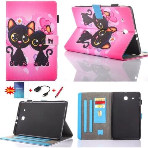 Animal Prints Tablet case folding Flip Wallet PU Leather Stand Cover For Samsung Galaxy Tab E 9.6 T560 SM-T561 Holder Protection
