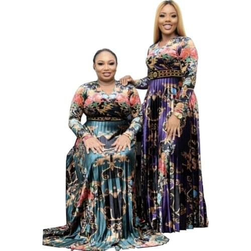 Evening African Dresses For Women Plus Size Floral Print Maxi Dress Muslim Vintage Abaya Boho Gown 2021 Spring Summer Vestidos