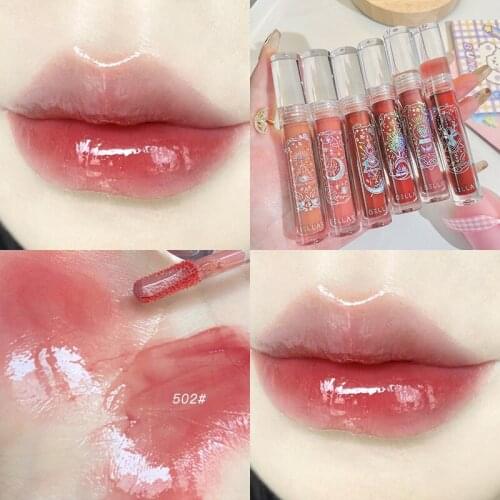 Mirror Lip Gloss Moisturizing Gloss Plumping Lip Plumper Makeup Liquid Lipstick Cherry Jelly Lip Glazed Lip Tint Makeup TSLM1