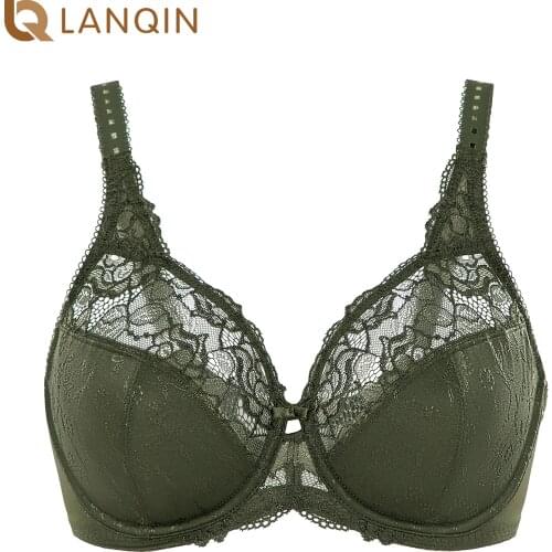 Womens Soft Plus Size Full Coverage Cotton Underwire Unlined Floral Lace Minimizer Bra
