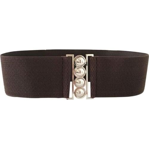 Women Wide Elastic Waist Belt Vintage Metal Elastic Belt 2021 New Fashion Stretch Buckle Waistband Corset Waist