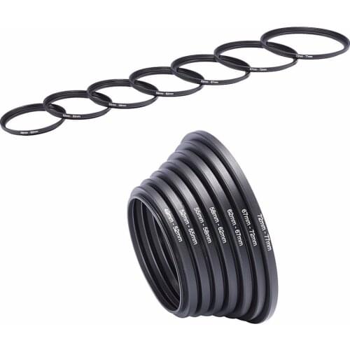 10pcs Lens Filter Step Up Rings (37-49-52-55-58-62-67-72-77-82mm) Lens Hood For all DSLR Camera