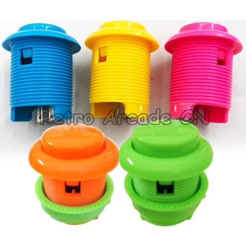 100 pcs lot arcade cabinet accessory 28mm push button orange pink blue yellow blue built-in micro switch