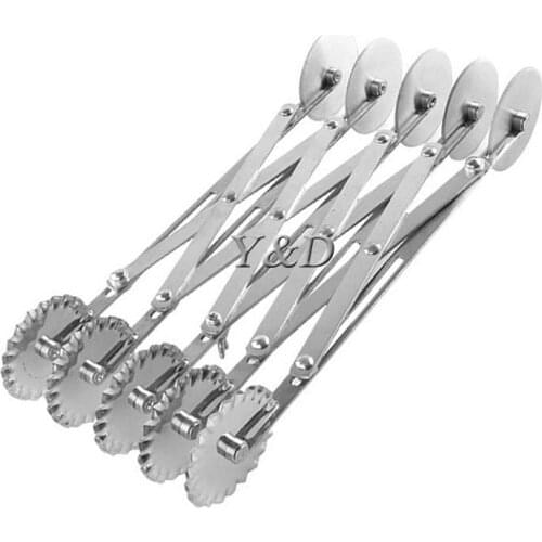 5 wheels Stainless Steel Dough Roller Pastry Tool Pizza Cutter Adjustable Pasta Knife Flexible Double Sides Ends Cooking Tool