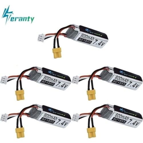600mAh 7.4V Lipo Battery For XK K130 RC Six-way Brushless Aileron Helicopter Spare Parts Accessories Drone Battery 801855 5pcs