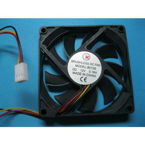 8 Pcs Brushless DC Cooling Fan 12V 8015S 9 Blades 80x80x15mm 3pin Sleeve-bearing