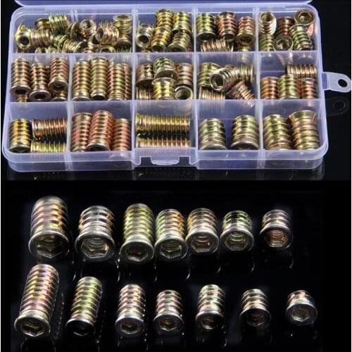 84PCS Threaded Inserts Nuts Wood Insert Assortment Tool Kit M6/M8/M10 Furniture Screw Inserts Nut Bolt Fastener