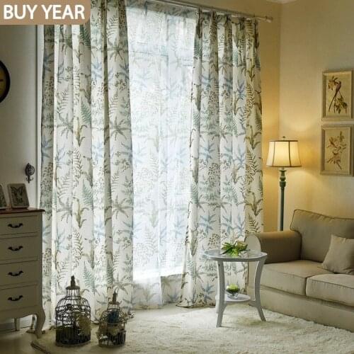 American Curtains for Living Dining Room Bedroom Cotton Linen Personalized Printed Curtains Rainforest Fern Leaf Printed Curtain