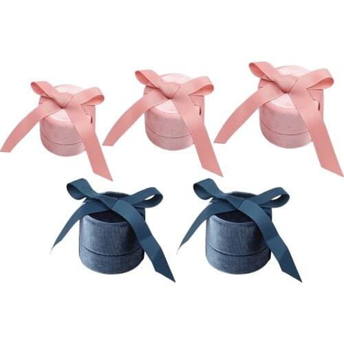 Velvet Jewelry Box Bow Rings Necklaces Display Storage Holder