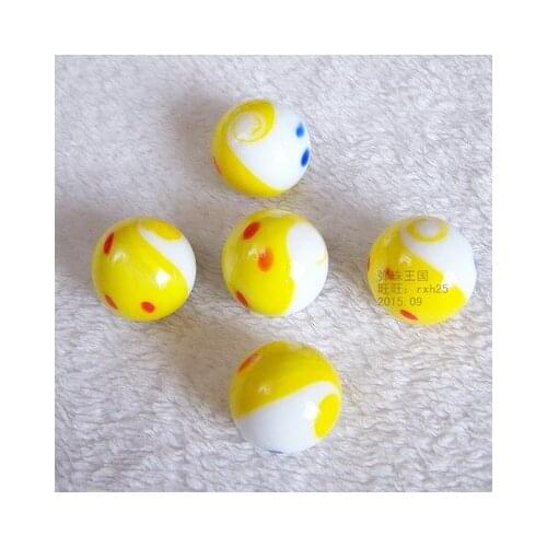 Free shipping 5pcs/lot 25mm Yellow White tai chi design marbles jump chess pieces Water clusters box decorative glass marbles