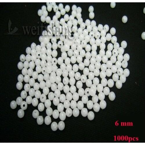 BlueSea 1000pcs/Bag 6mm Premium Quality Round Luminous Fishing Float Beads Fishing Glow Beads White Color