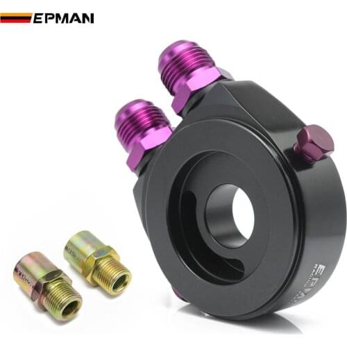 EPMAN Racing Car M20 X 1.5 AN10/AN8 Inlet Outlet Oil Filter Cooler Relocate Adapter Sandwich Plate EP-OL01BK